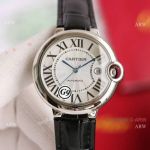 Fake Balloon Blue Cartier White Dial G9 Watch Black Leather Strap For Man Or Lady